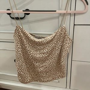 tan and white speckled tank top